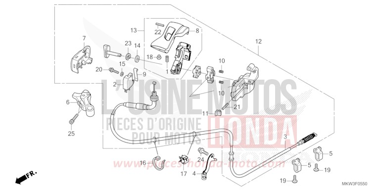 LEVIER DE STATIONNEMENT von NC750X "Meca" CANDY CHROMOSPHERE RED (R381) von 2023